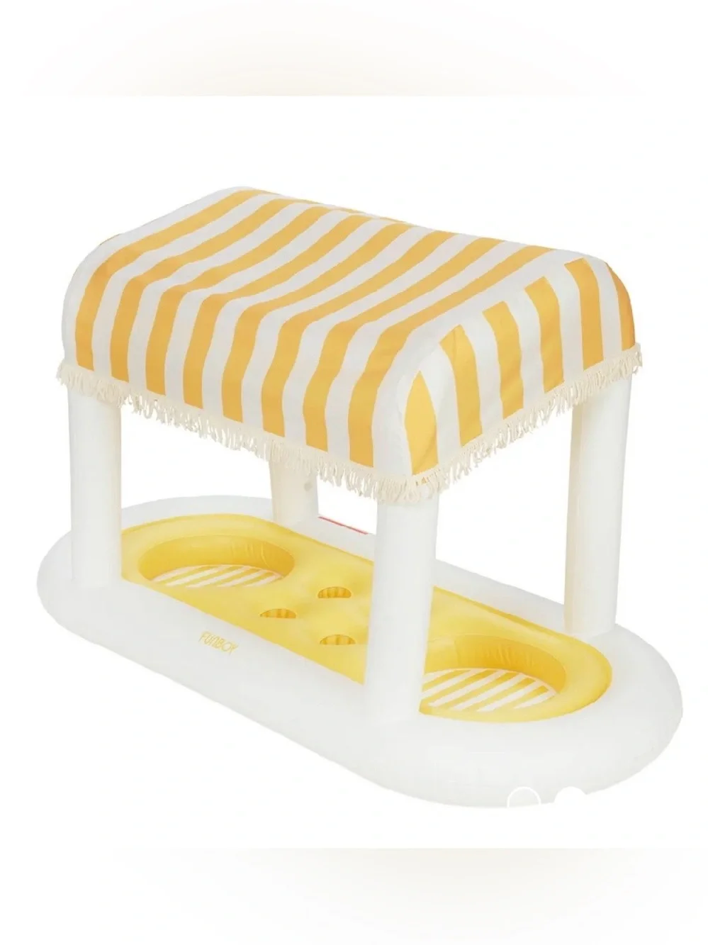Inflatable Floating Cabana Bar - Yellow Striped Canopy